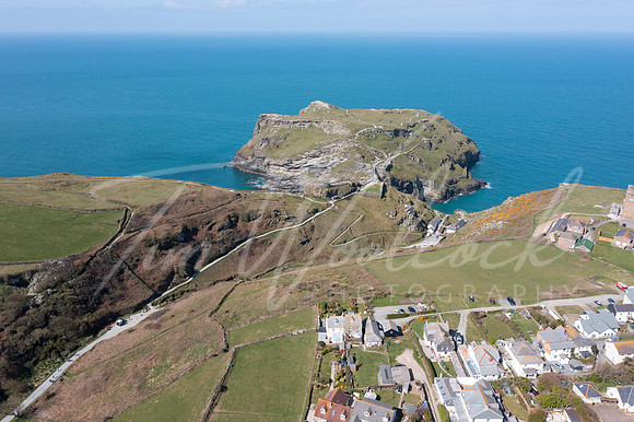 Aerial photograph of Tintagel, Cornwall, England.