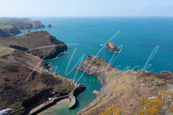 Aerial photograph of Boscastle, Cornwall, England.
