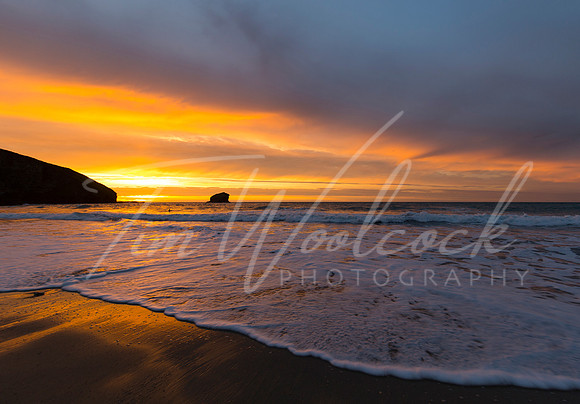 Portreath Beach at sunset, Cornwall