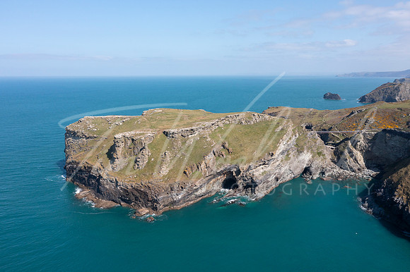 Aerial photograph of Tintagel, Cornwall, England.