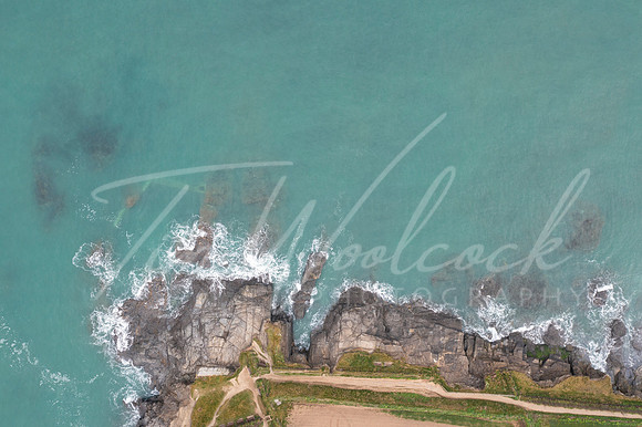 Aerial photograph taken near Trevone Beach nr Padstow, Cornwall,