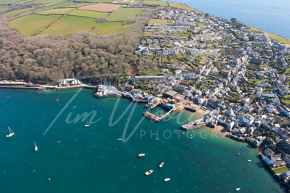 Aerial photograph of Fowey and Polruan, Cornwall, England.