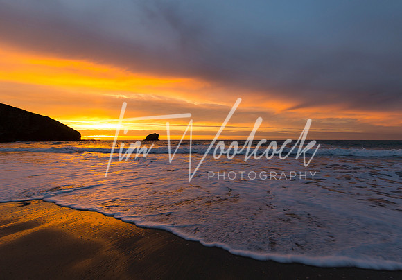 Portreath Beach at sunset, Cornwall