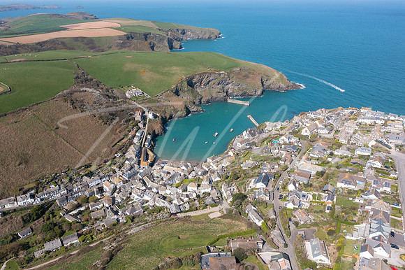 Aerial photograph of Port Isaac, Cornwall, England.