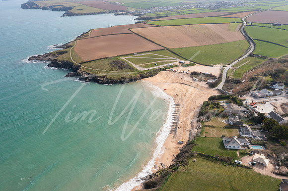 Aerial photograph of Harlyn Bay, near Padstow, Cornwall, England