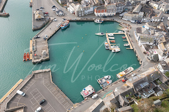 Aerial photograph taken near Padstow Harbour, Cornwall, England.