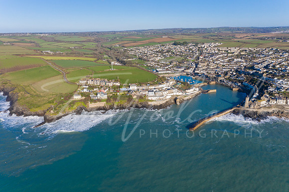 Aerial photograph of Porthlevel, Cornwall