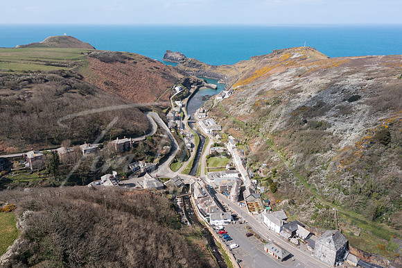 Aerial photograph of Boscastle, Cornwall, England.