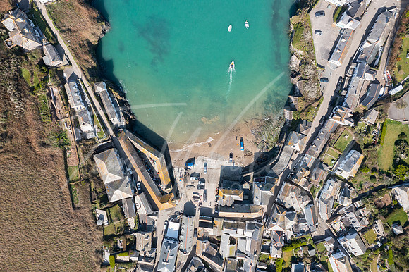 Aerial photograph of Port Isaac, Cornwall, England.