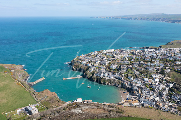 Aerial photograph of Port Isaac, Cornwall, England.