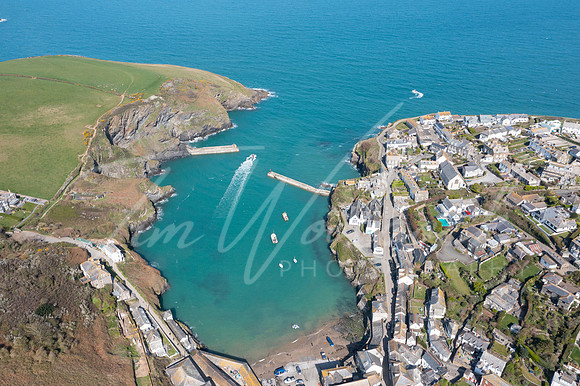 Aerial photograph of Port Isaac, Cornwall, England.