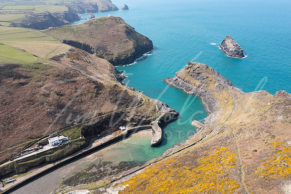 Aerial photograph of Boscastle, Cornwall, England.