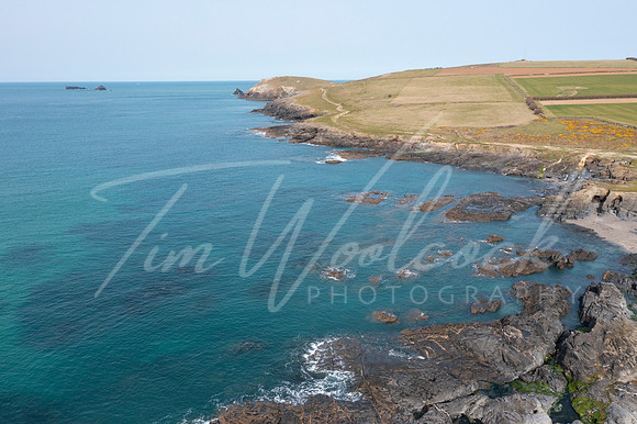 Aerial photograph of Booby's Bay near Newquay and Padstow, Cornw