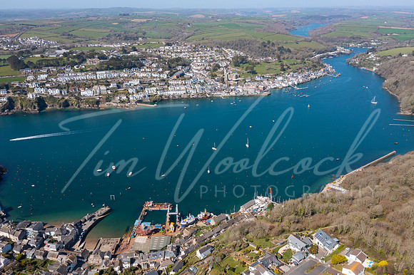 Aerial photograph of Fowey and Polruan, Cornwall, England.