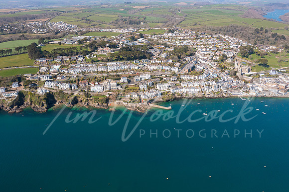 Aerial photograph of Fowey and Polruan, Cornwall, England.