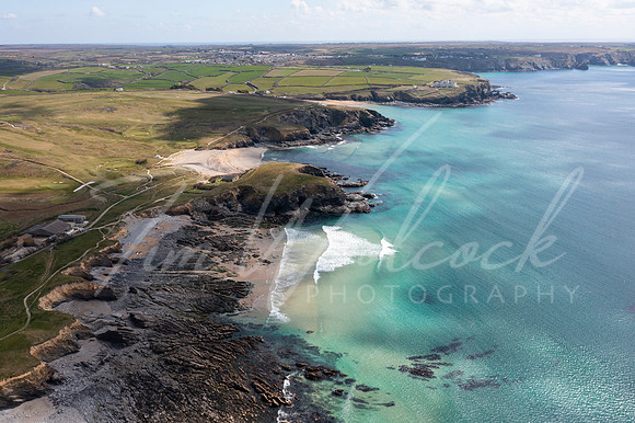 Aerial photograph of Gunwalloe Church Cove and Dollar Cove neart