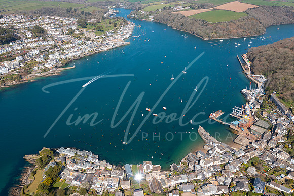 Aerial photograph of Fowey and Polruan, Cornwall, England.