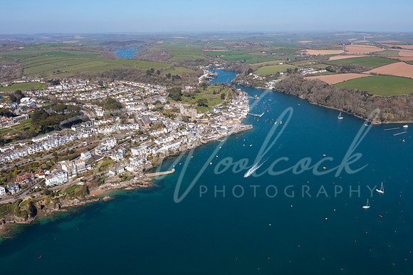 Aerial photograph of Fowey and Polruan, Cornwall, England.