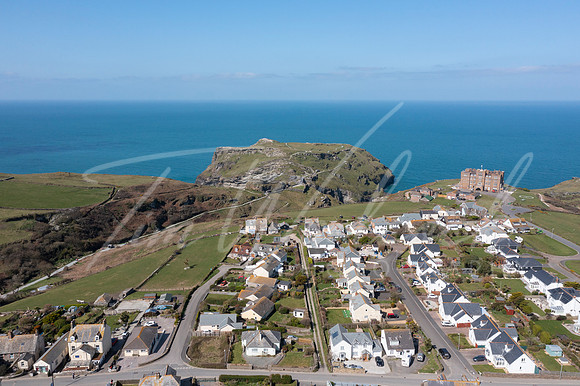 Aerial photograph of Tintagel, Cornwall, England.