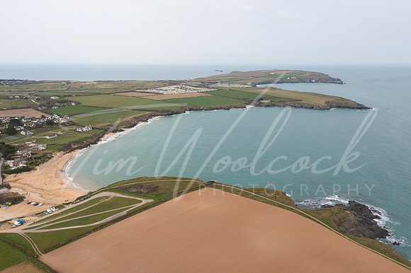Aerial photograph taken near Trevone Beach nr Padstow, Cornwall,