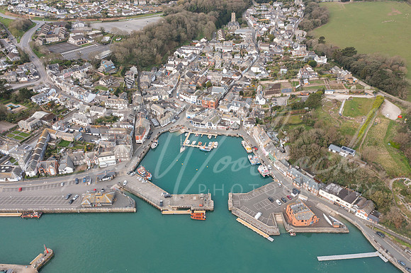 Aerial photograph taken near Padstow Harbour, Cornwall, England.