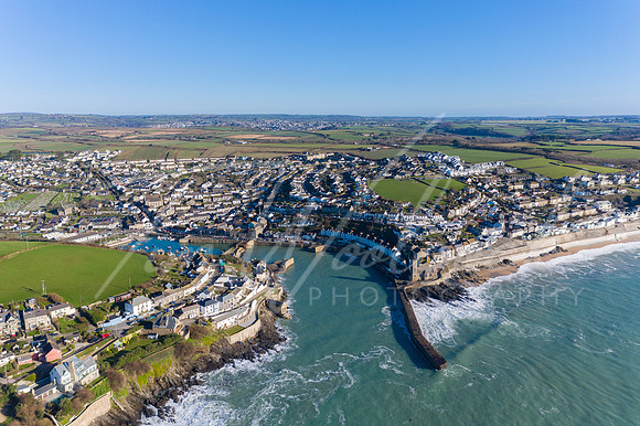 Aerial photograph of Porthlevel, Cornwall