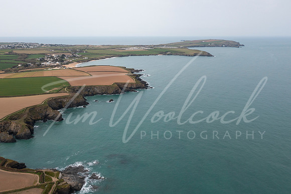 Aerial photograph taken near Trevone Beach nr Padstow, Cornwall,
