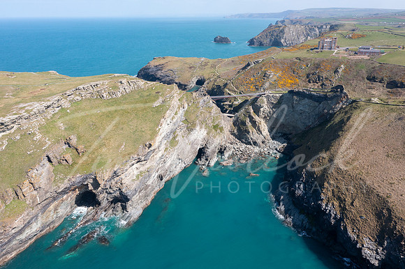 Aerial photograph of Tintagel, Cornwall, England.