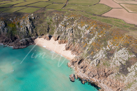 Aerial photograph of Pend Vounder Beach Beach nr Lands End, Corn
