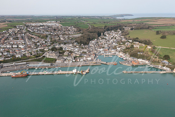 Aerial photograph taken near Padstow Harbour, Cornwall, England.
