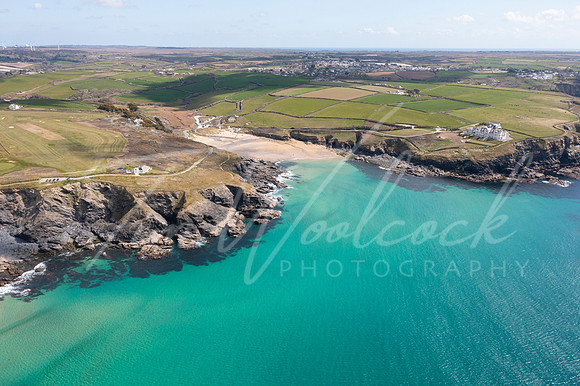 Aerial photograph of Poldhu Beach near the Lizard, Cornwall, Eng
