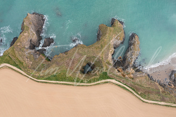 Aerial photograph taken near Trevone Beach nr Padstow, Cornwall,