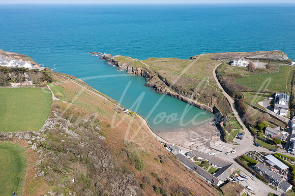 Aerial photograph of Port Gaverne, Cornwall, England.