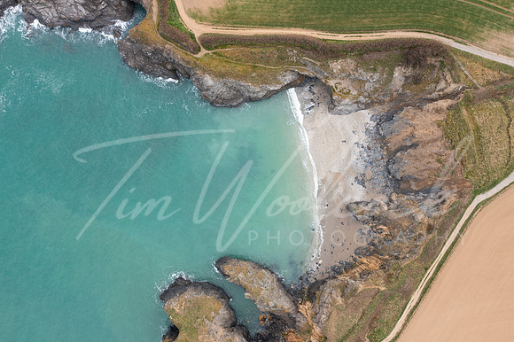 Aerial photograph taken near Trevone Beach nr Padstow, Cornwall,
