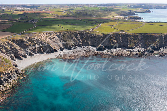 Aerial photograph near Gunwalloe Beach on the Lizard, Cornwall,
