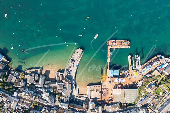 Aerial photograph of Fowey and Polruan, Cornwall, England.