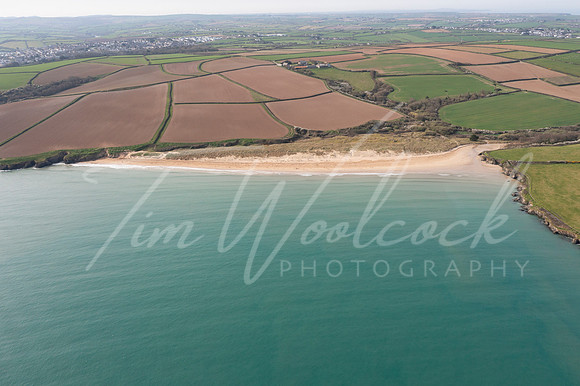 Aerial photograph taken near Padstow Harbour, Cornwall, England.