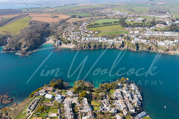 Aerial photograph of Fowey and Polruan, Cornwall, England.