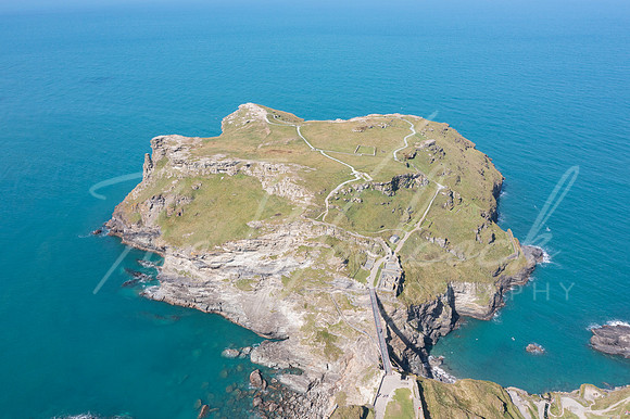 Aerial photograph of Tintagel, Cornwall, England.