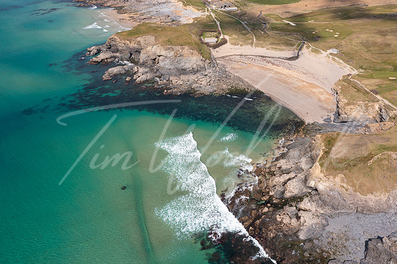 Aerial photograph of Gunwalloe Church Cove and Dollar Cove neart