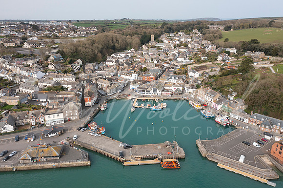 Aerial photograph taken near Padstow Harbour, Cornwall, England.