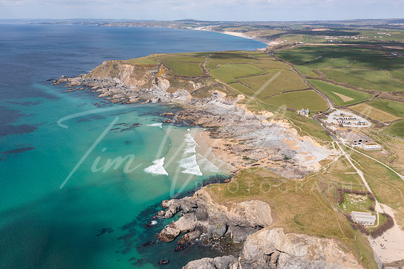 Aerial photograph of Gunwalloe Church Cove and Dollar Cove neart