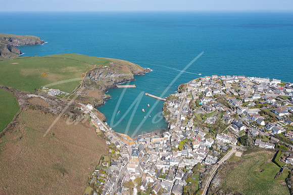 Aerial photograph of Port Isaac, Cornwall, England.
