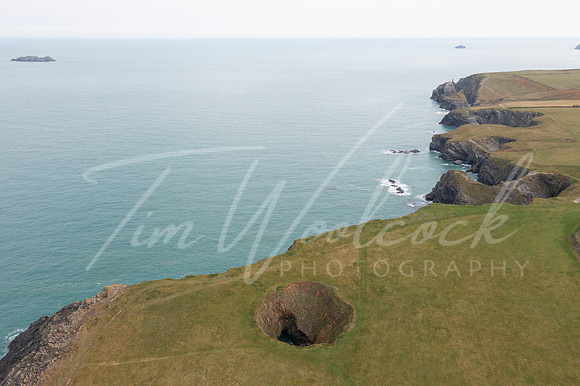 Aerial photograph taken near Trevone Beach nr Padstow, Cornwall,