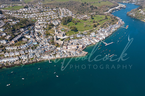 Aerial photograph of Fowey and Polruan, Cornwall, England.